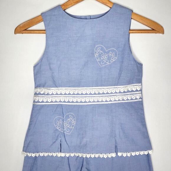 Lydia Jane Blue 2 Pc Summer Pants Top Set Girl's Size 8 - Picture 2 of 8